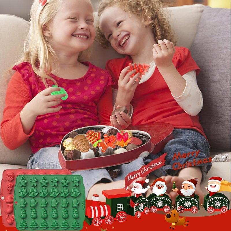 VICDUEKG 2 Pcs Christmas Chocolate Molds Silicone, Gingerbread Man Baking Mold Christmas Tree Socks Snowman Cake Fondant Molds for Cake Jello Candy Cupcake Topper Xmas Party Decoration - Image 5